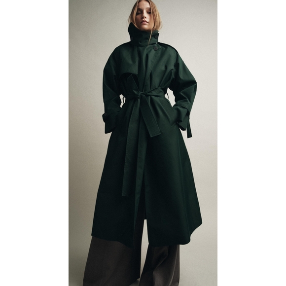 NEW ZARA OVERSIZED WATER REPELLENT TRENCH COAT ZW COLLECTION SIZE M - Picture 3 of 11